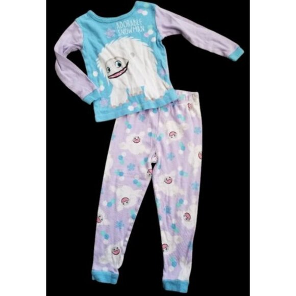 * DREAMWORKS Adorable Snowman Long Sleeved Cotton Pajamas Girls Size 4 - Picture 1 of 3